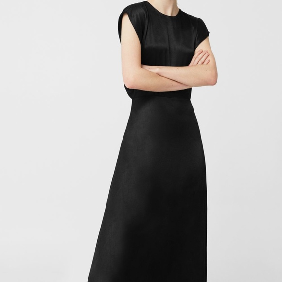 mango black satin dress